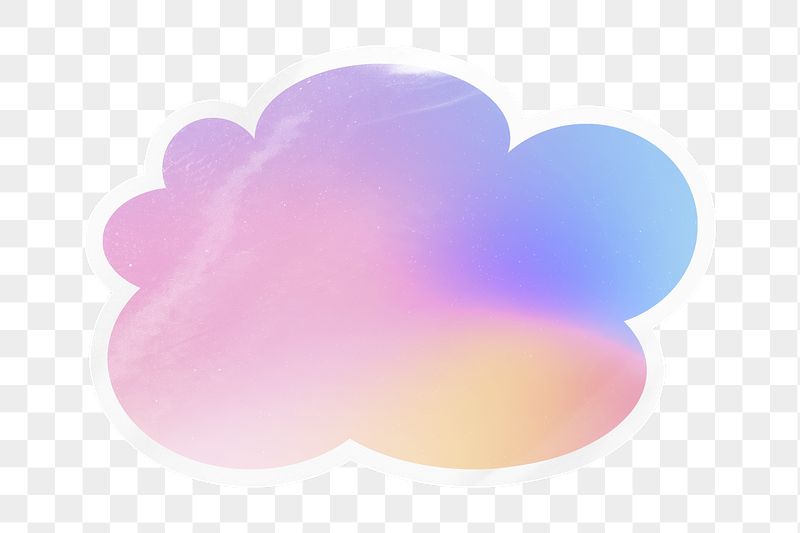 Pink holographic png cloud badge | Free PNG - rawpixel