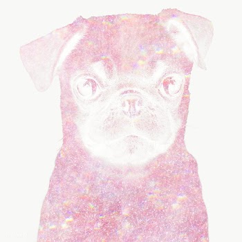Pink holographic pug puppy design element | Free  transparent png - 2355934