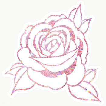 Pink holographic rose sticker overlay with a white border design eleme.. | Free  transparent png - 2359021