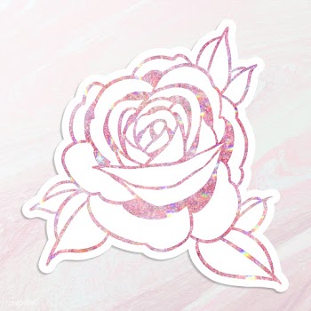 Pink holographic rose sticker overlay with a white border | Free  illustration - 2359015