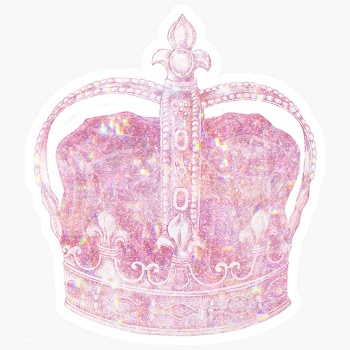 Pink holographic royal crown sticker with a white border | Free  transparent png - 2355869