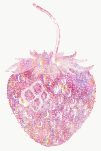 Pink holographic strawberry sticker design element | Free  transparent png - 2344170