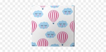 Pink Hot Air Balloons With Smiling Sleeping Clouds - Balao De Ar Quente Desenho