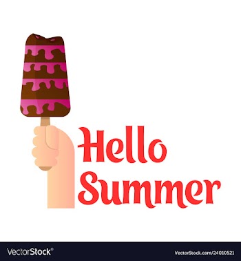 Pink ice cream with text hello summer vector image