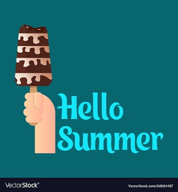 Pink ice cream with text hello summer vector image