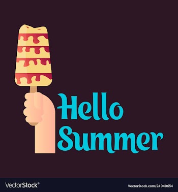 Pink ice cream with text hello summer vector image