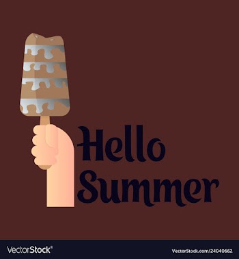 Pink ice cream with text hello summer vector image