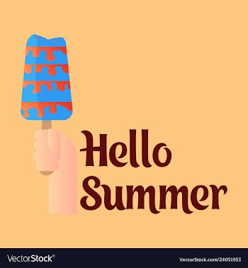Pink ice cream with text hello summer vector image