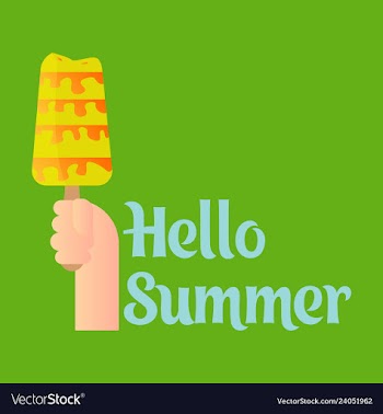 Pink ice cream with text hello summer vector image