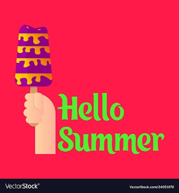 Pink ice cream with text hello summer vector image