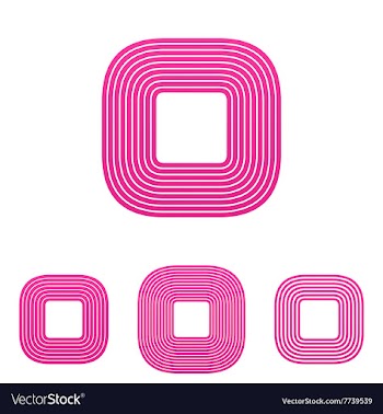 Pink line square logo design set vector image