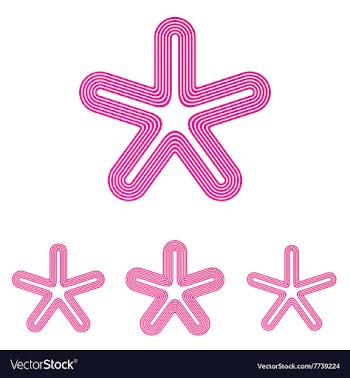 Pink line star logo design set vector image