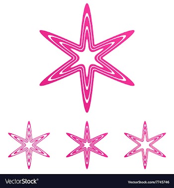 Pink line star logo design set vector image