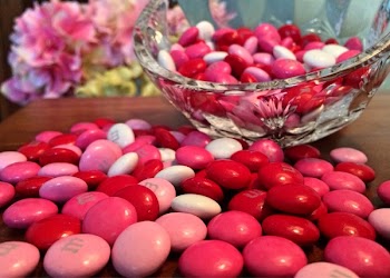 Pink M&amp;ms on Table