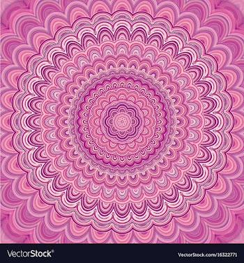 Pink mandala fractal ornament background - round vector image