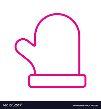 pink mitten line art icon