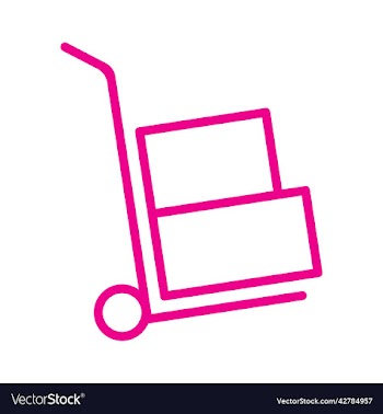 pink moving hand truck line art icon