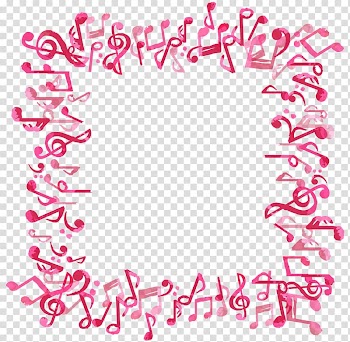 Pink music notes frame illustration, Musical note Watercolor painting, Red watercolor notes border transparent background PNG clipart