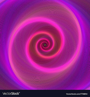 Pink neon light spiral design background vector image