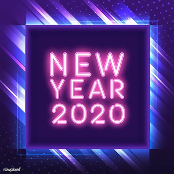 Pink new year 2020 neon sign vector | Free stock vector - 535179