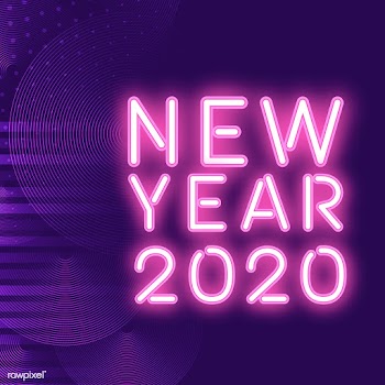 Pink new year 2020 neon sign vector | Free stock vector - 535184