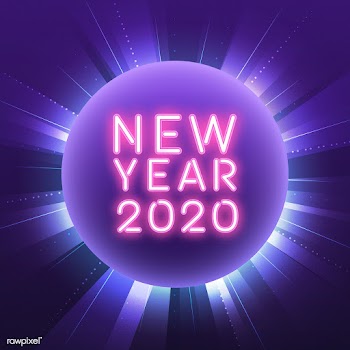 Pink new year 2020 neon sign vector | Free stock vector - 535228