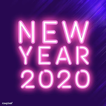 Pink new year 2020 neon sign vector | Free stock vector - 535256