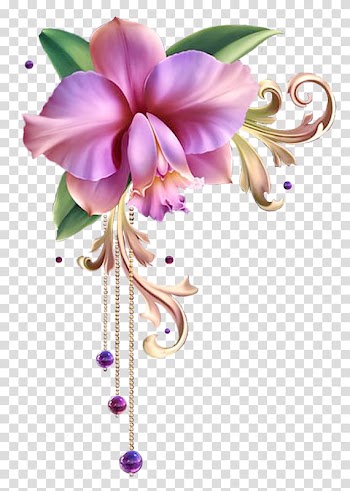 Pink orchid and gold swirl art, Floral design Watercolour Flowers Cut flowers , flower transparent background PNG clipart