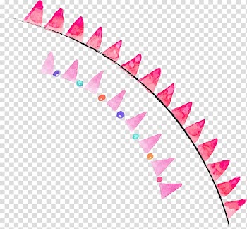 Pink pennant flags illustration, Party, Beautiful watercolor triangle flag transparent background PNG clipart