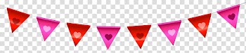Pink pennants , , Heart Streamer transparent background PNG clipart