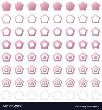Pink pentagon shape polygon icon set vector image