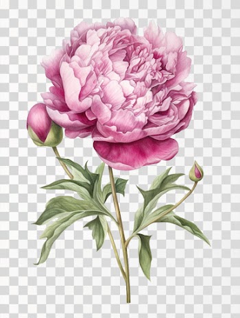 Pink Peony Watercolor PNG transparent background