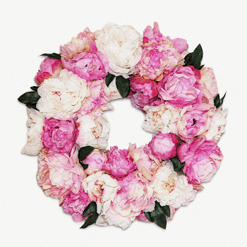 Pink peony wreath collage element | Free PSD - rawpixel