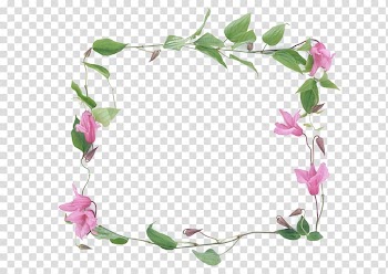 Pink petaled flowers border illustration, Flower frame , Garland border transparent background PNG clipart
