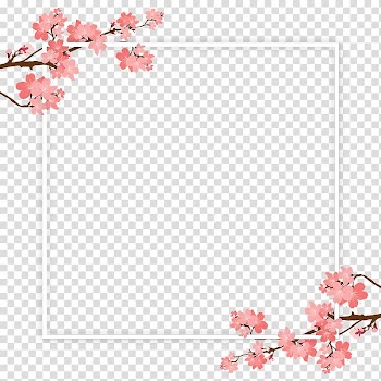 Pink petaled flowers frame illustration, Cherry blossom Tree Branch, Cherry Tree Branch Frame and PSD transparent background PNG clipart
