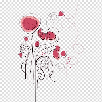 Pink petaled flowers illustration, Flower Euclidean , Fashion creative hand-painted flowers transparent background PNG clipart