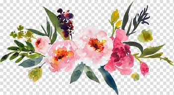 Pink petaled flowers painting, Gift Wedding Month January Calendar, blue watercolor flowers transparent background PNG clipart