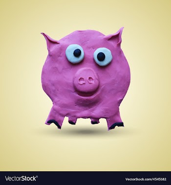 Pink pig in front view vector image
