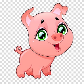 Pink piglet illustration, Domestic pig, cartoon hand painted cute little pig transparent background PNG clipart