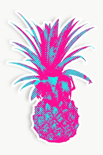 Pink pineapple halftone style sticker design element | Free  transparent png - 2338563