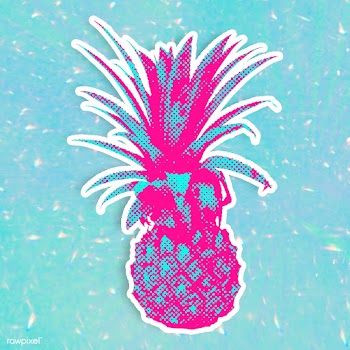 Pink pineapple halftone style sticker design element illustration | Free  illustration - 2338557