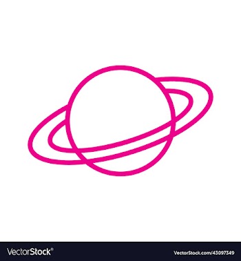 pink planet saturn line art icon