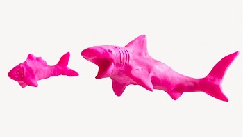 Pink plasticine shark and fish | Free PSD - rawpixel