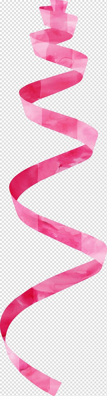 Pink ribbon, Birthday Watercolor painting Ribbon , Birthday party elements transparent background PNG clipart