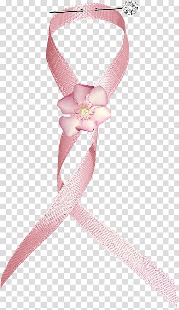 Pink ribbon bow with white flower pin art, Pink ribbon Pink ribbon Red ribbon, Pink Ribbon transparent background PNG clipart