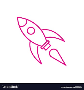 pink rocket line art icon