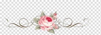 Pink rose border illustration, Beach rose Paper Flower, arabesco transparent background PNG clipart