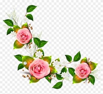 Pink Rose Clipart Floral Corner Borders Pencil And - Pink Flower Corner Png