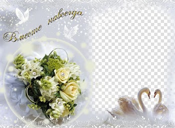 Pink rose flower and two white swans, Wedding , Personalized wedding album frame background transparent background PNG clipart
