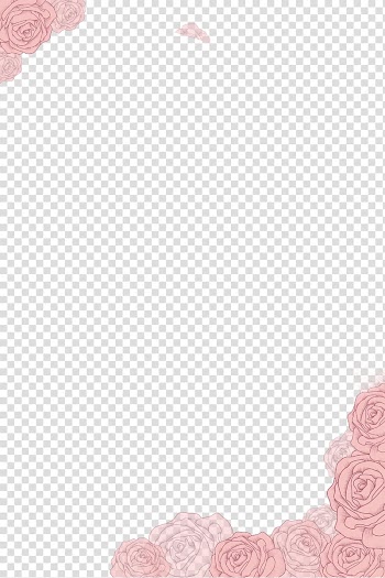 Pink rose flower frame illustration, Pink flowers Pink flowers, Pink hand-painted flower border texture transparent background PNG clipart